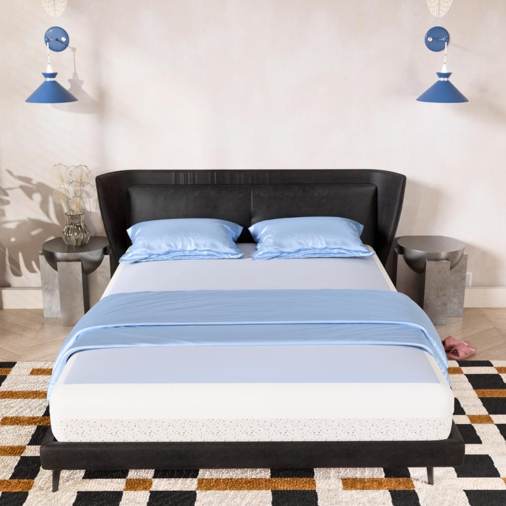 Modular memory foam mattress in sky blue with zip-up sheet – Bed Paint Pure Color Series